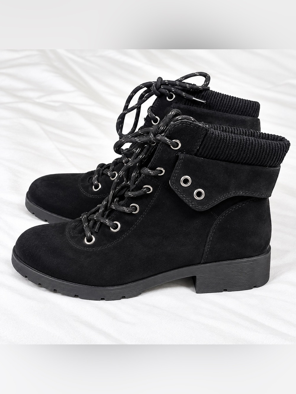 Black Lace Up Combat Boots Womens 7.5 Moto Grunge Y2K Ankle Boots